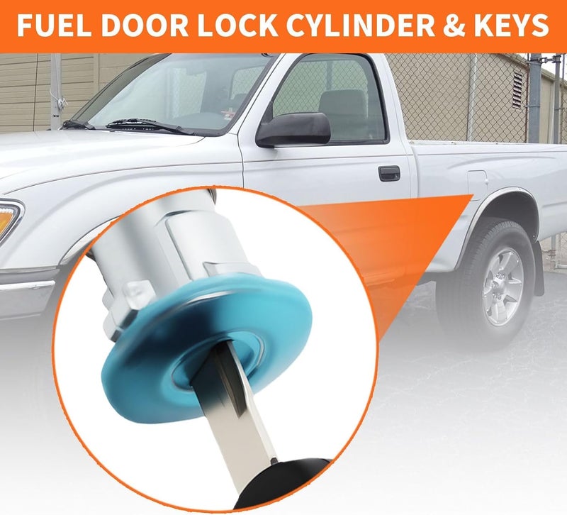 Aspaton Fuel Door Lock Cylinder & Keys Compatible with Tacoma Tundra 1995-2004 69058-35140 69058-26030 69058-34020 Gas Fuel Filler Lid Lock - Image 2